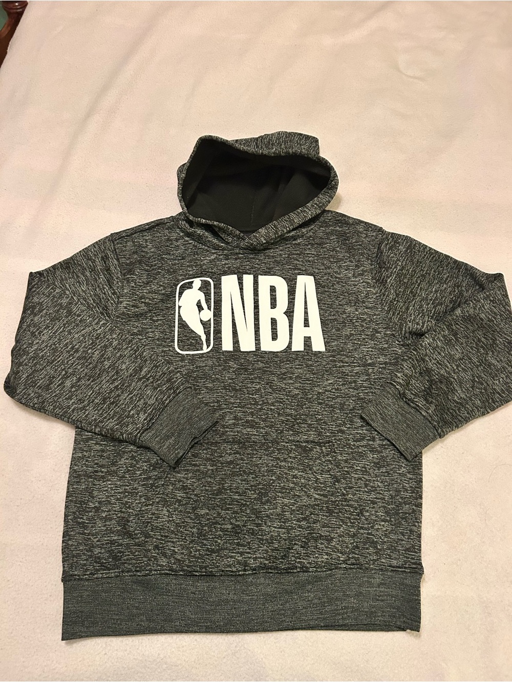NBA Youth L 14-16 Gray Space Dye Pullover Hoodie Basketball